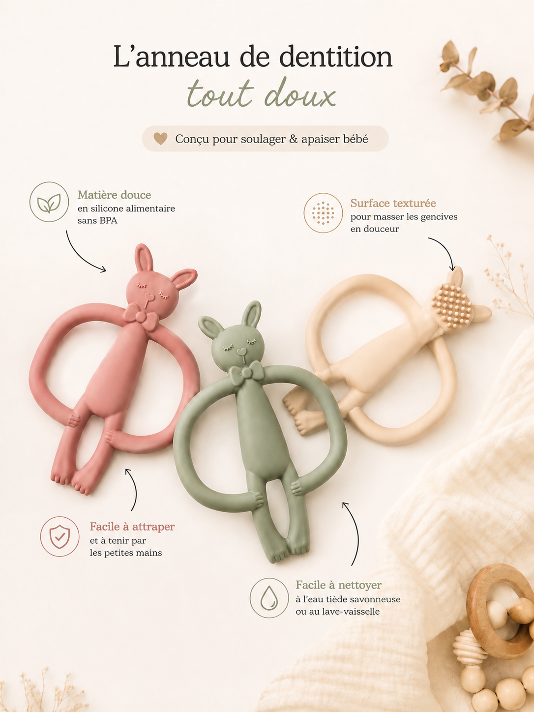 Lapin sensoriel en silicone