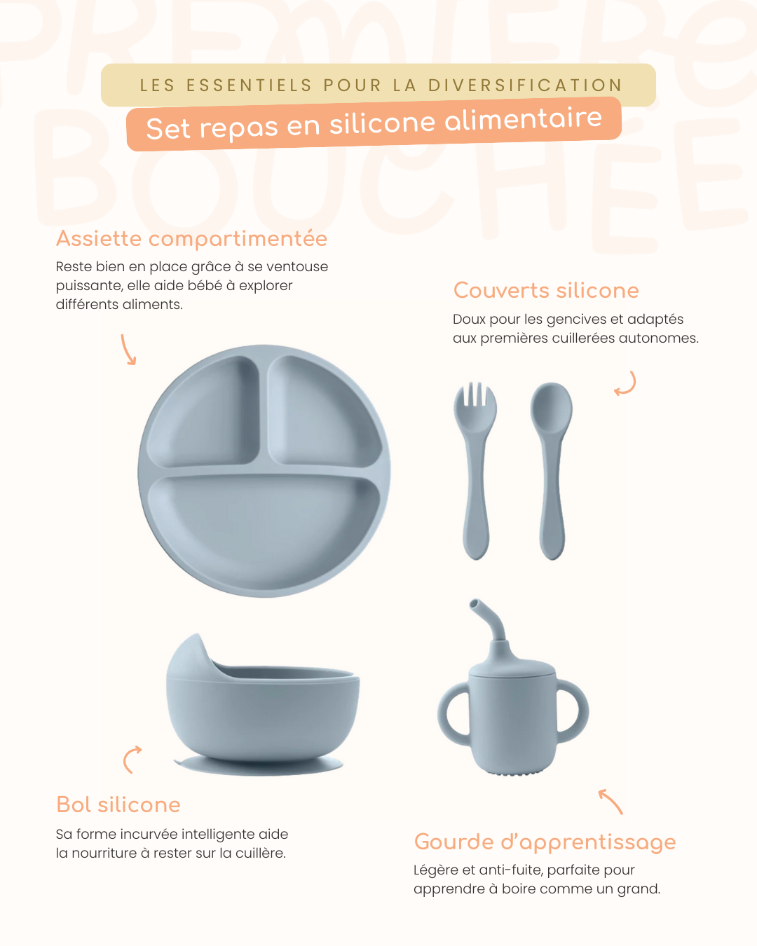 Set de repas en silicone - 5 pièces