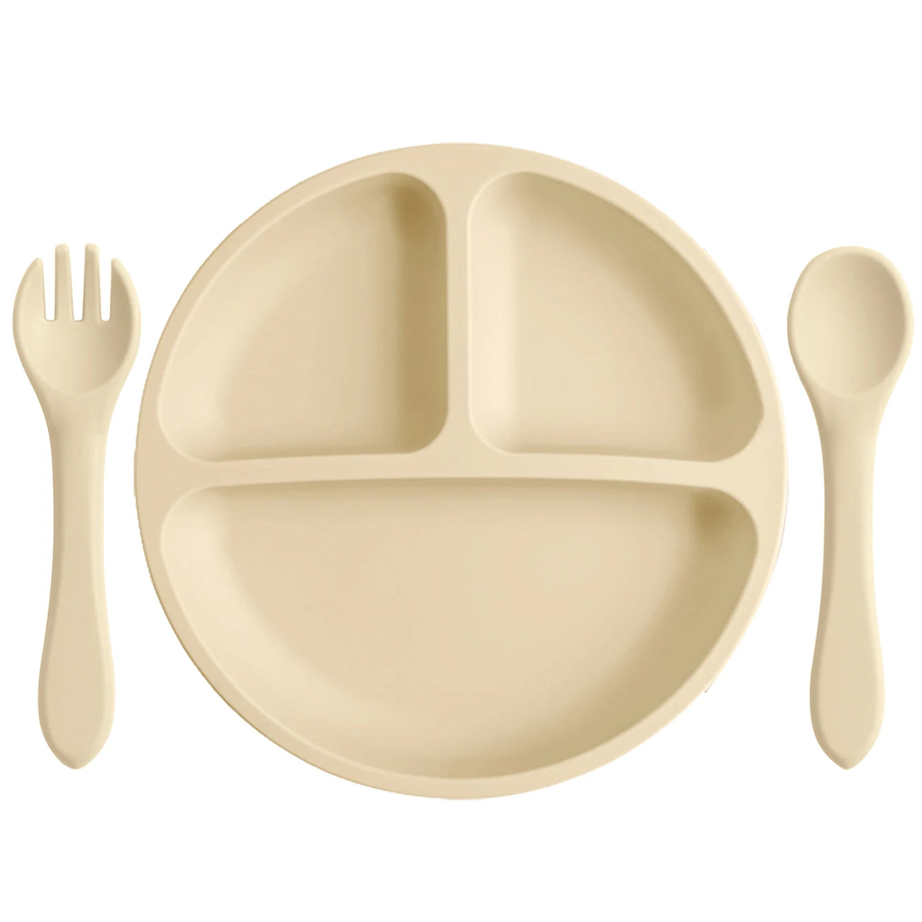 Assiette silicone avec ventouse et ses couverts