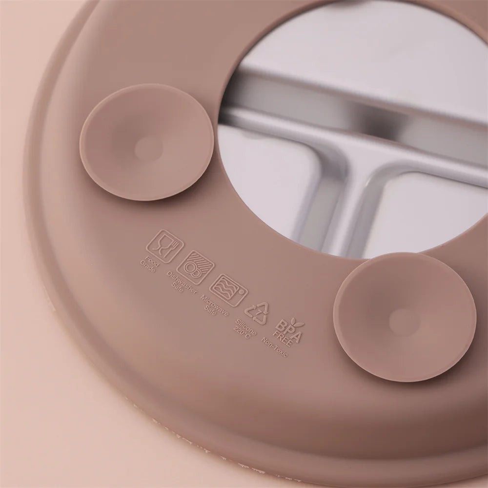assiette bébé inox silicone compartimentée sans bpa