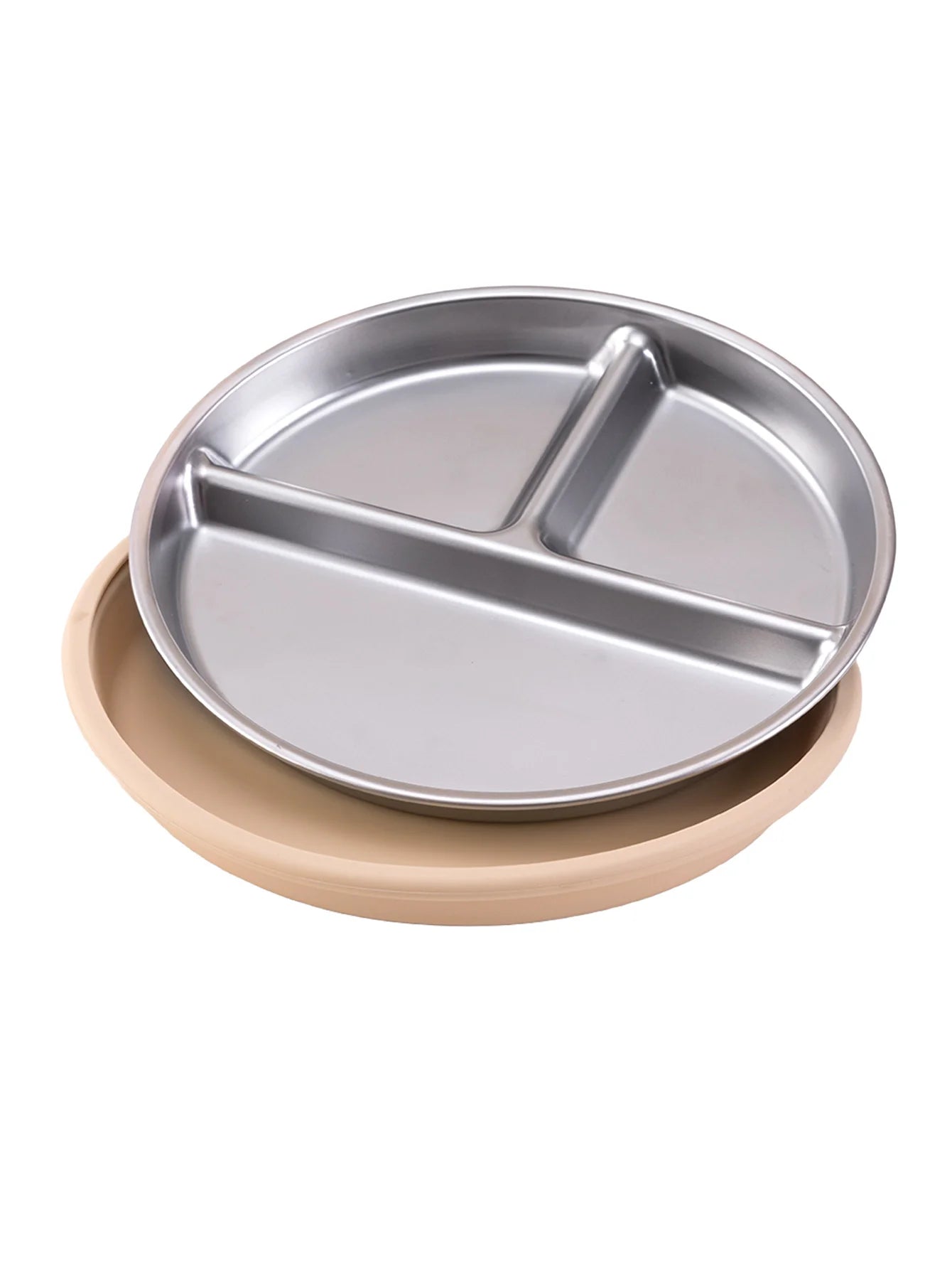 assiette bébé inox silicone compartimentée seule beige