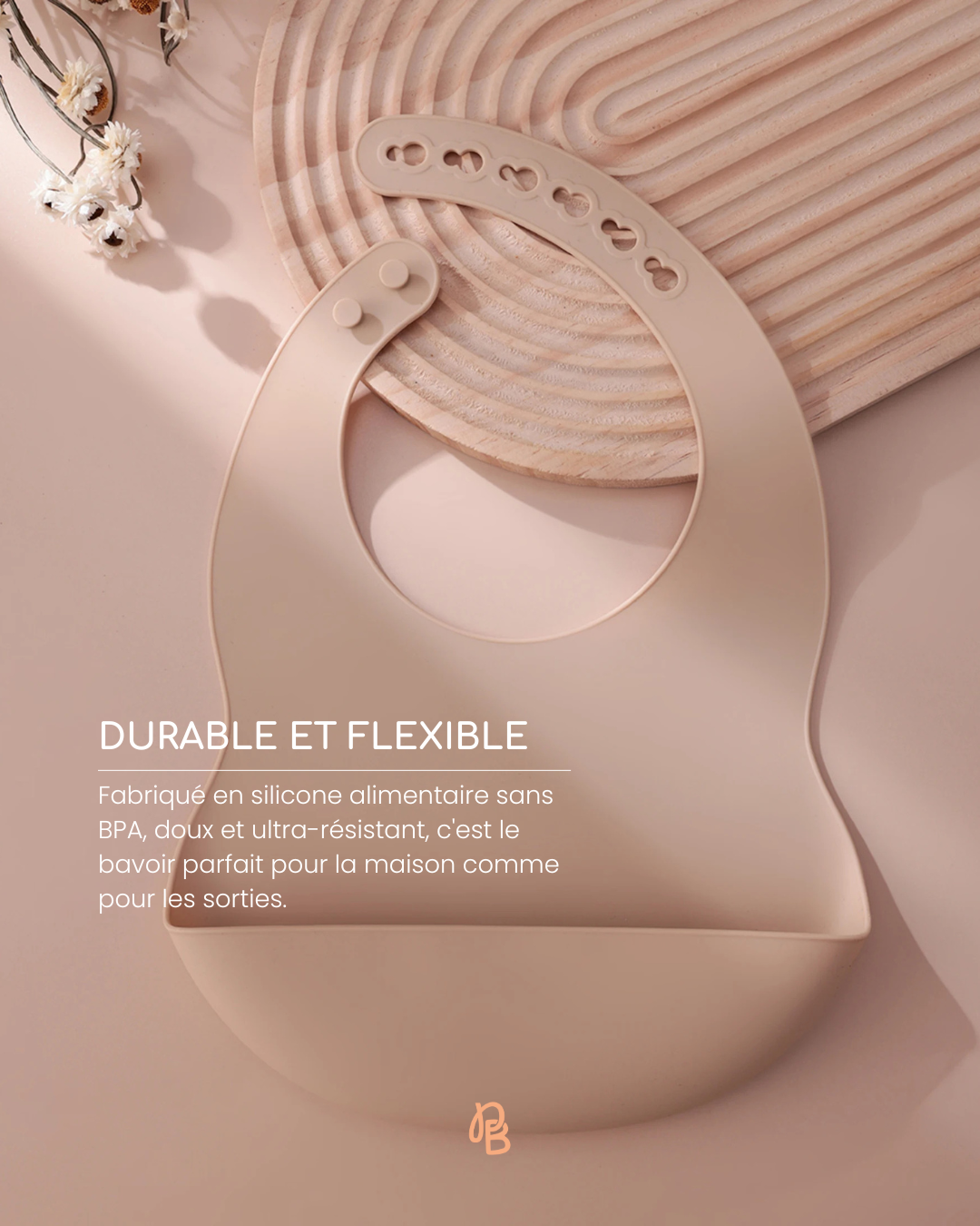 bavoir bébé silicone alimentaire avec récupérateur anti taches et antidérapant