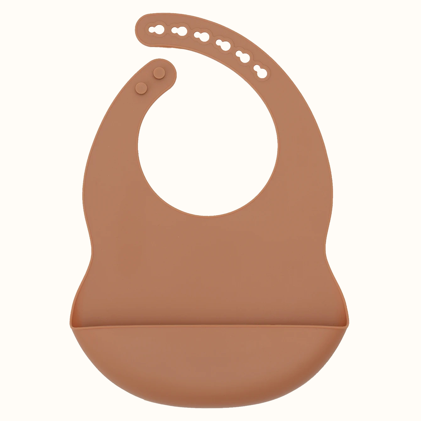 bavoir bébé silicone marron avec récupérateur anti taches et antidérapant