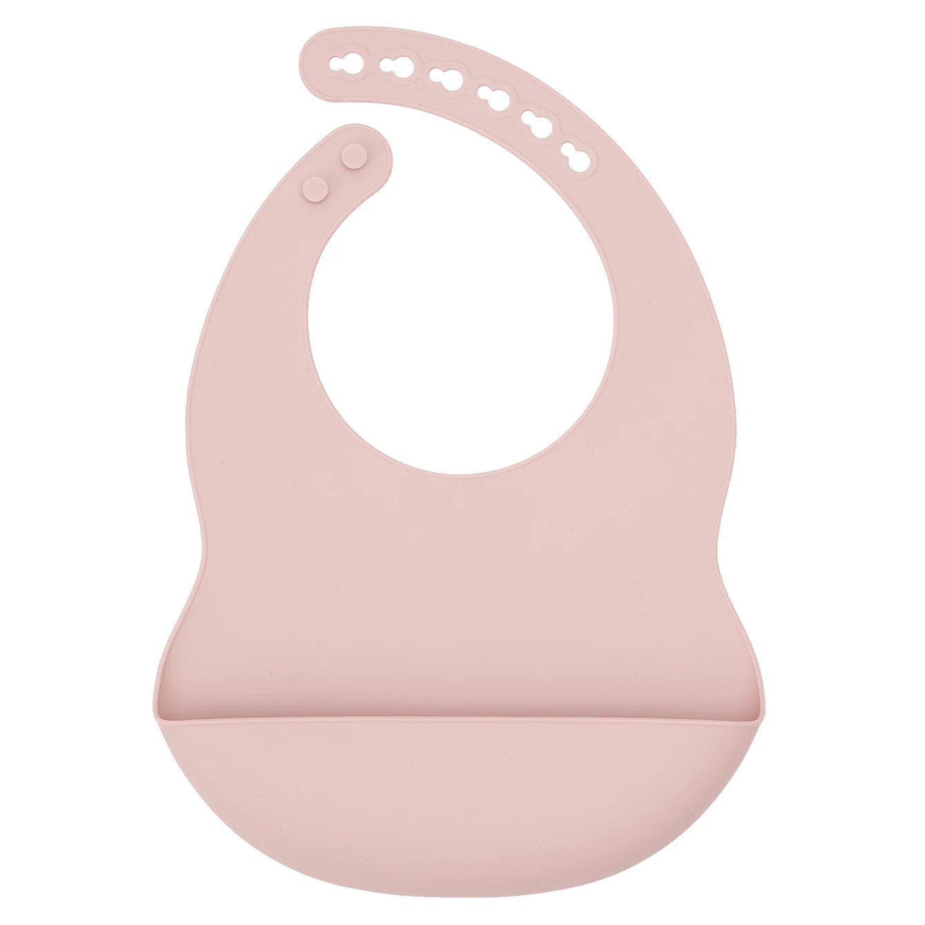 bavoir bébé silicone rose clair avec récupérateur anti taches et antidérapant