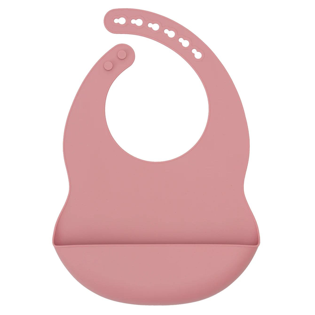 bavoir bébé silicone rose avec récupérateur anti taches et antidérapant