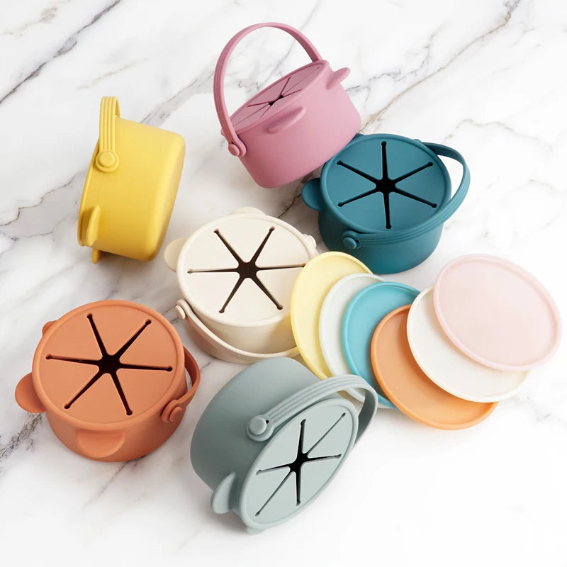boite collation bébé silicone alimentaire anti renversement avec couvercle souple