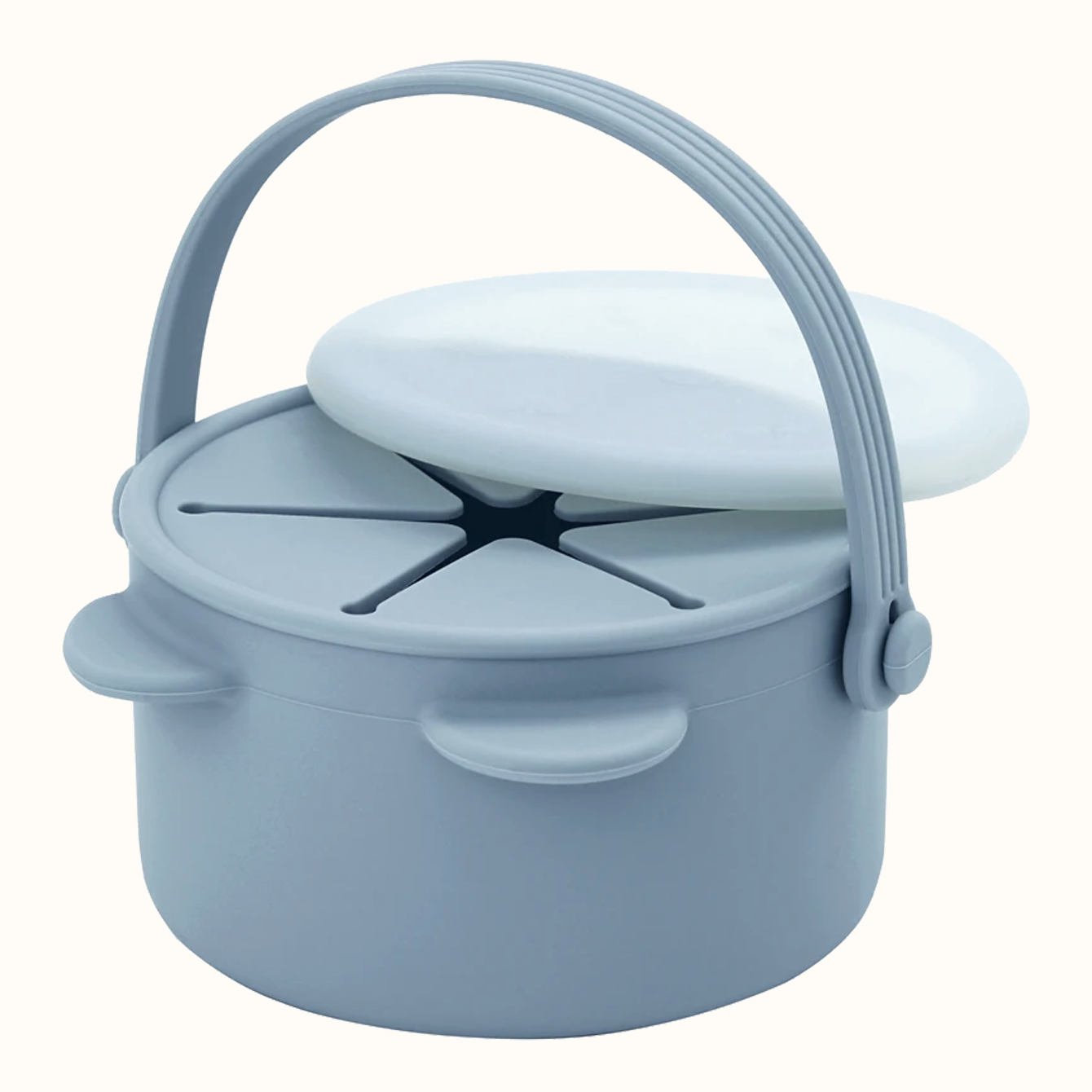 boite collation bébé silicone bleu anti renversement avec couvercle souple