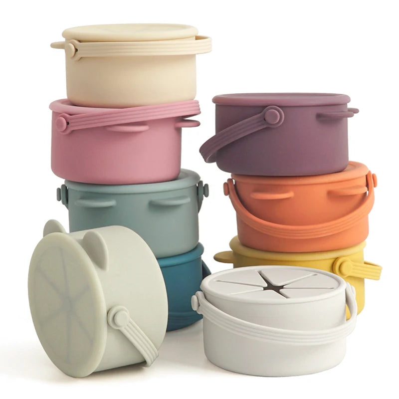 boite collation bébé silicone anti renversement avec couvercle souple