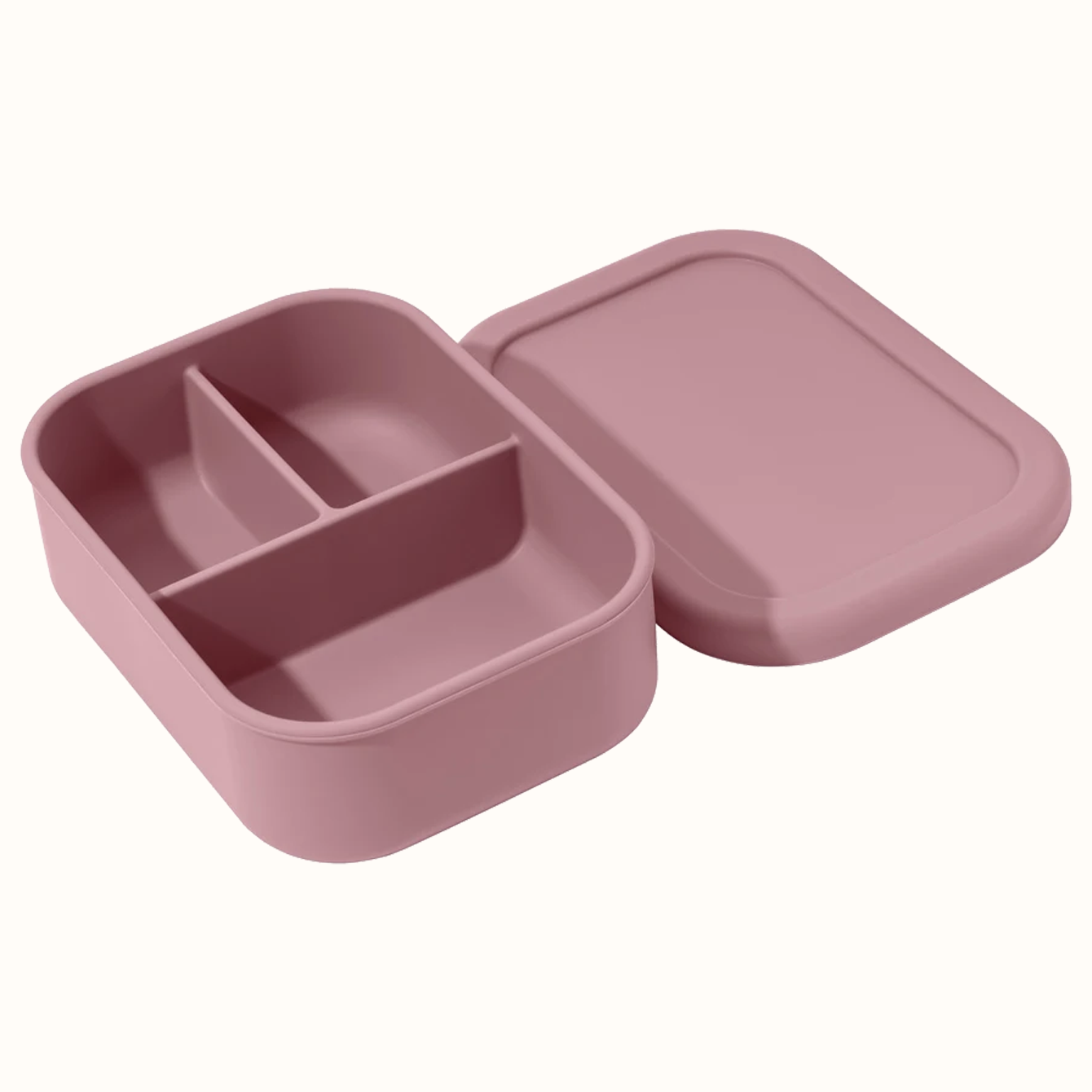 boite repas bébé compartimentée silicone rose avec couvercle transport facile