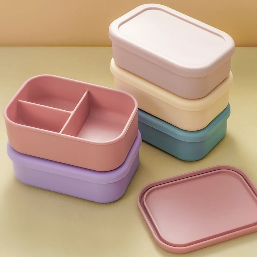 boite repas bébé compartimentée silicone avec couvercle transport facile