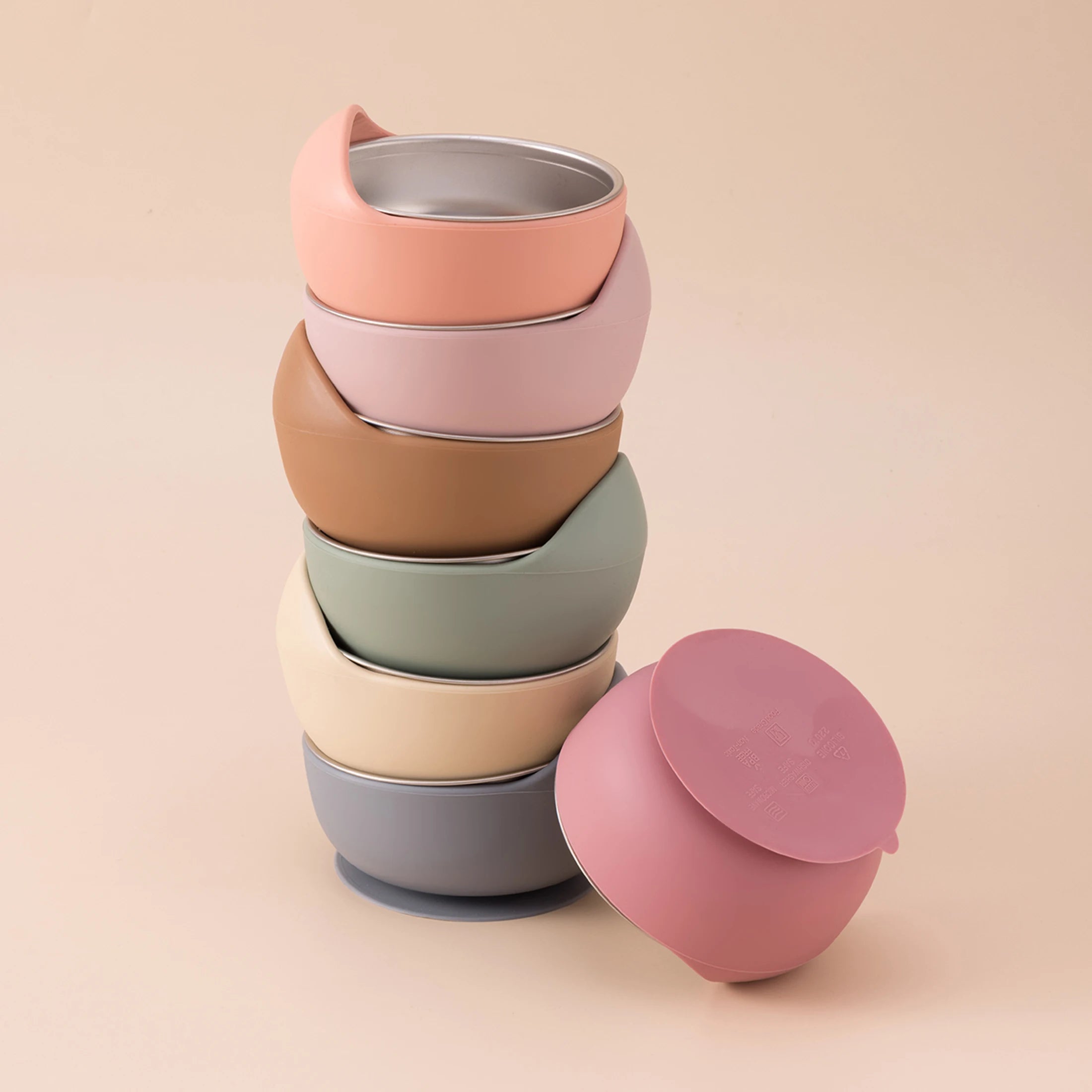 bol bébé inox silicone avec couverts cuillère et fourchette ventouse