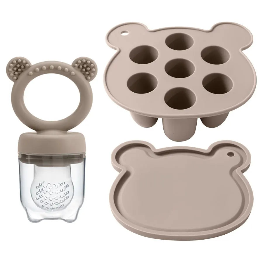 grignoteuse bébé silicone marron clair tétine alimentaire fruits anti étouffement