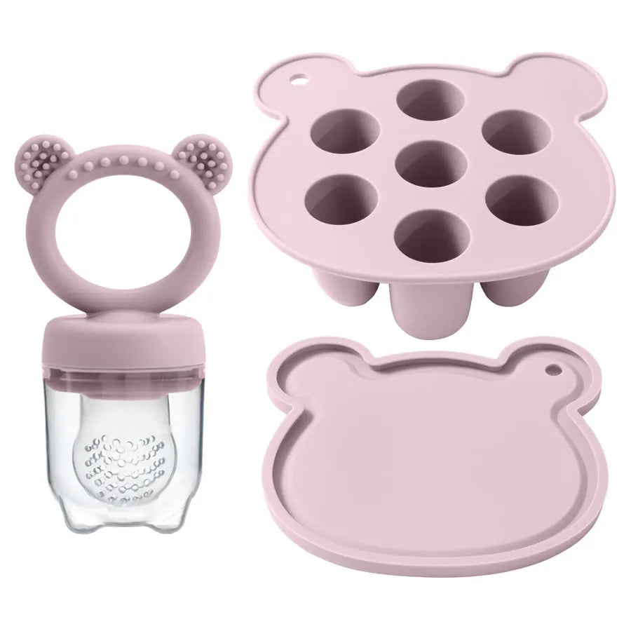 grignoteuse bébé silicone rose clair tétine alimentaire fruits anti étouffement