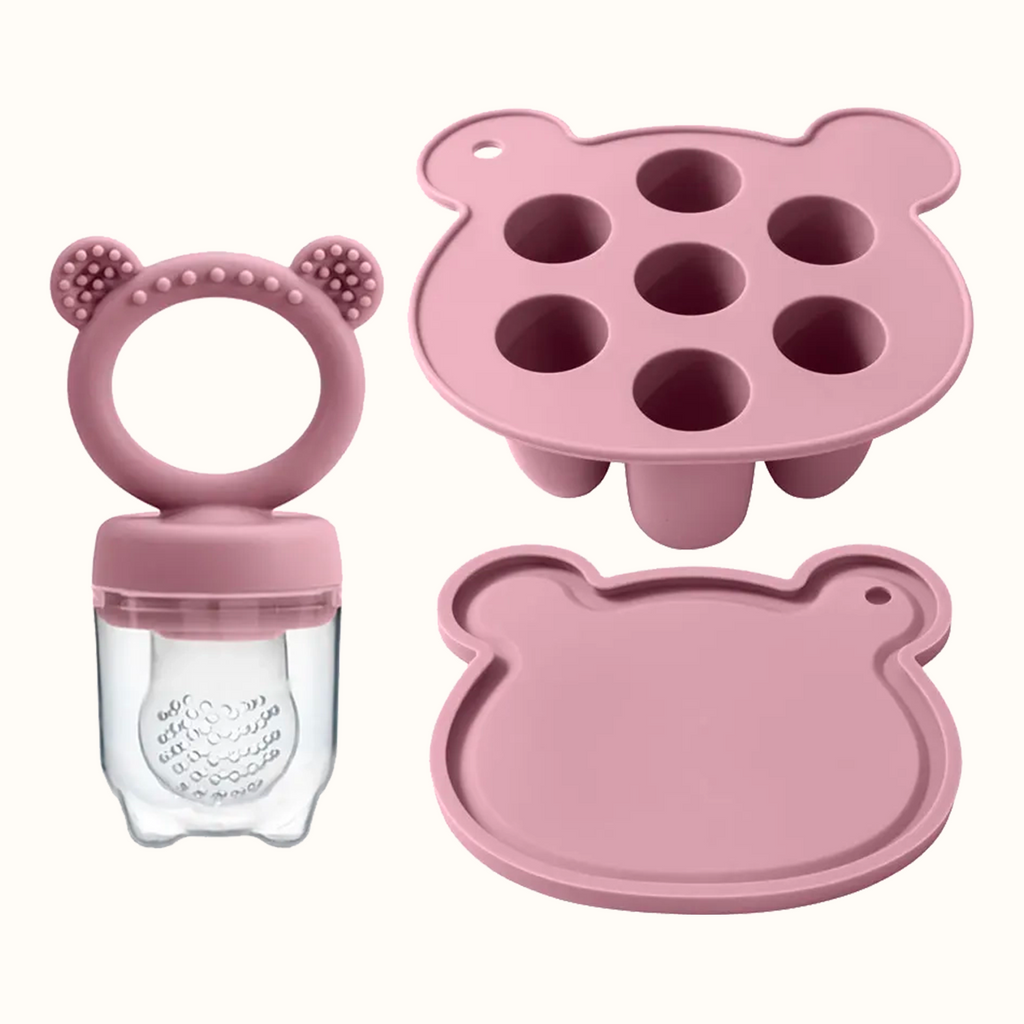 grignoteuse bébé silicone rose tétine alimentaire fruits anti étouffement