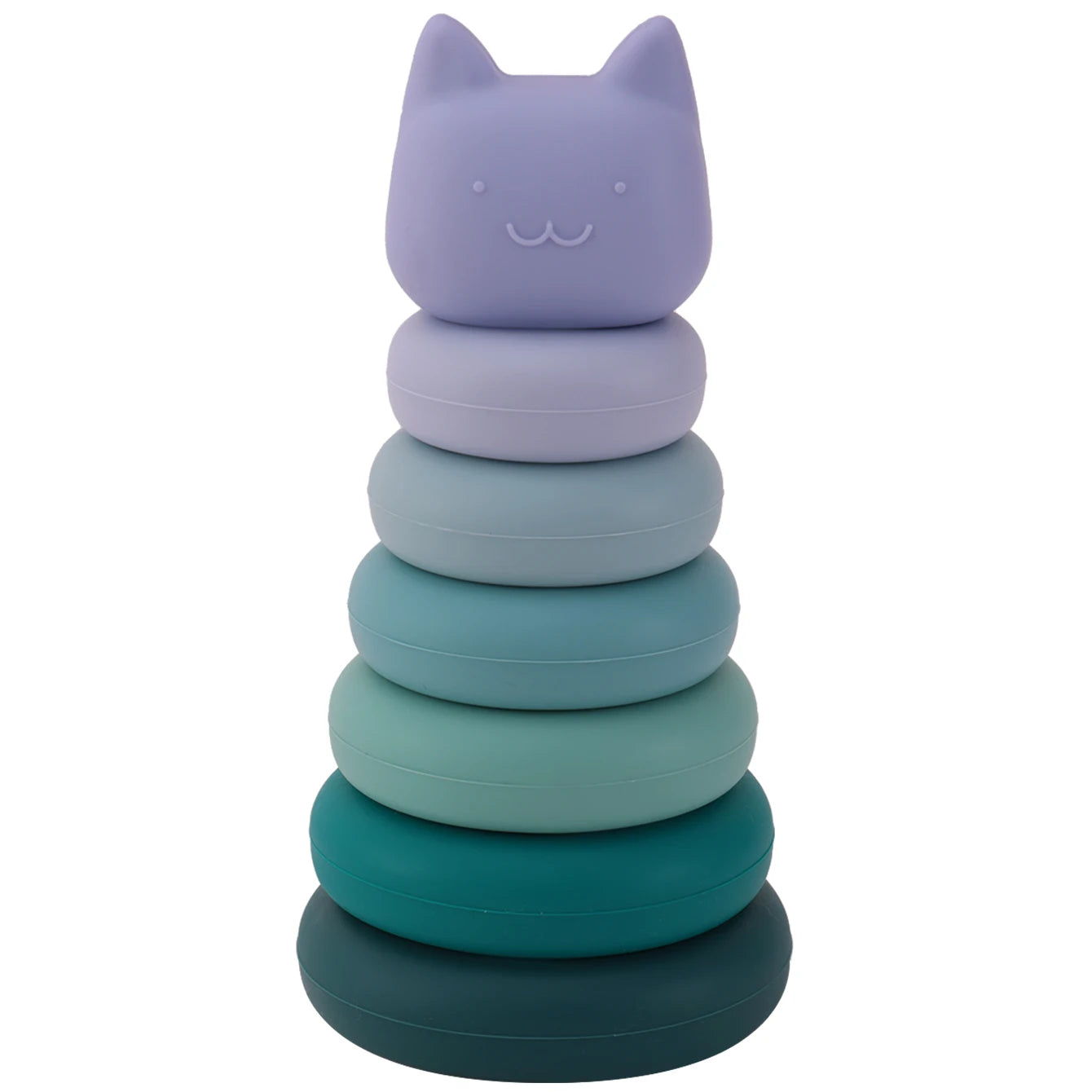 jouet bébé empilable en silicone avec anneaux colorés pour éveil et motricité forêt pastel 