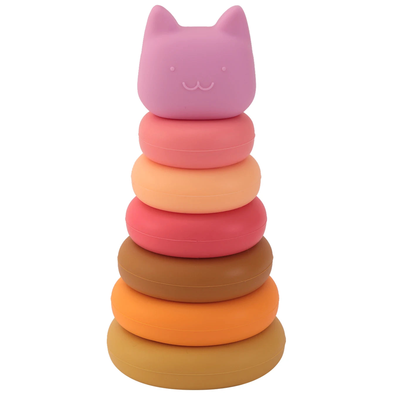 jouet bébé empilable en silicone avec anneaux colorés pour éveil et motricité brume rosée 