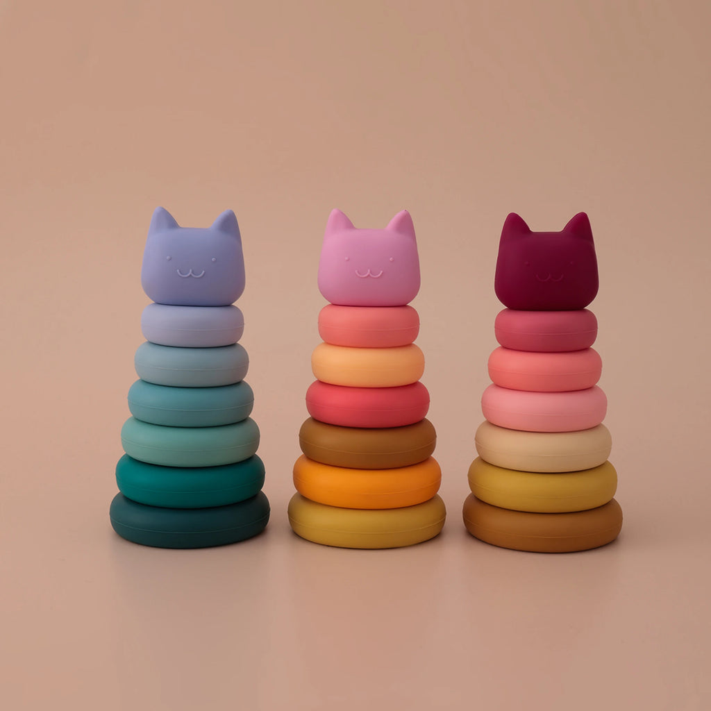jouet tour bébé empilable en silicone avec anneaux colorés pour éveil et motricité