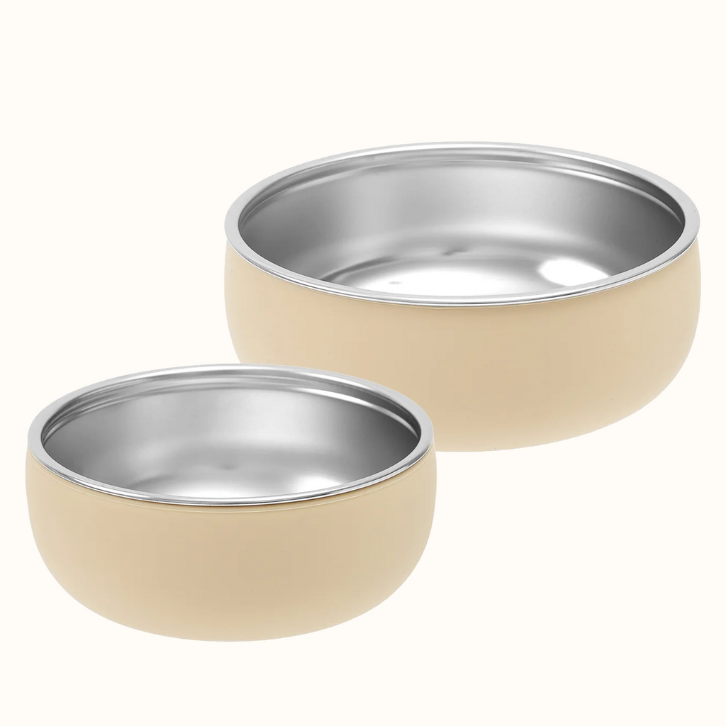 lot de 2 bols bébé inox silicone beige