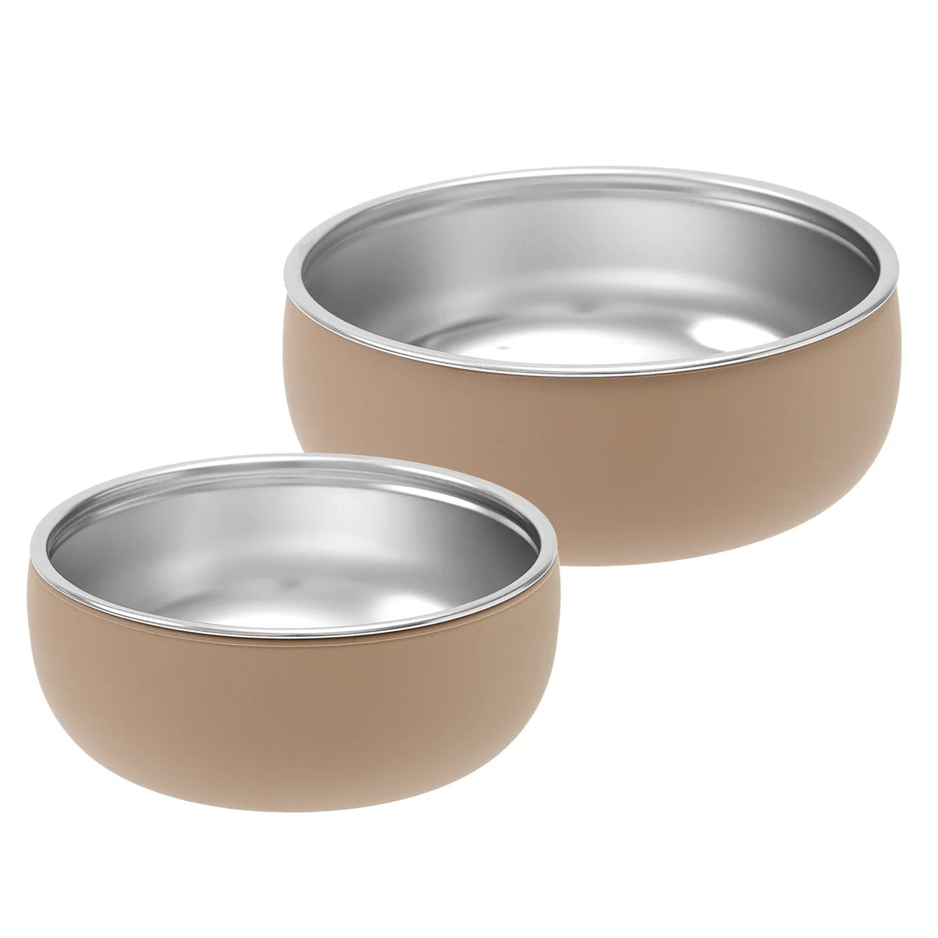 lot de 2 bols bébé inox silicone marron clair 