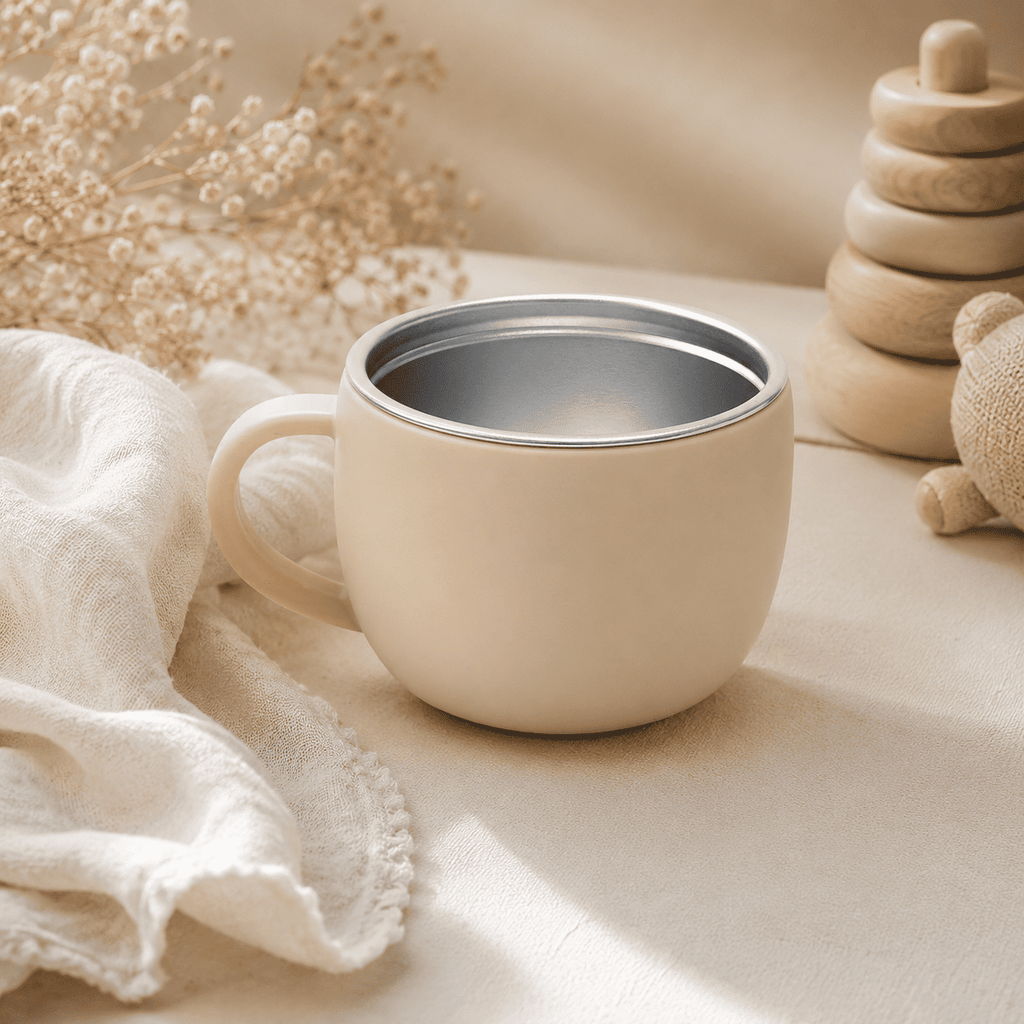 tasse bébé  en inox avec revêtement silicone antidérapant