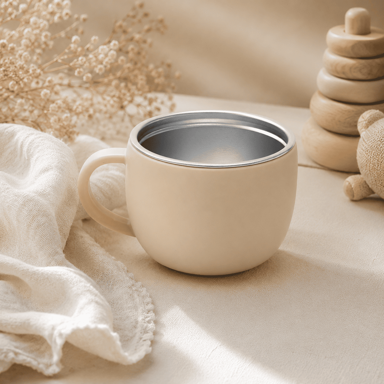 tasse bébé  en inox avec revêtement silicone antidérapant